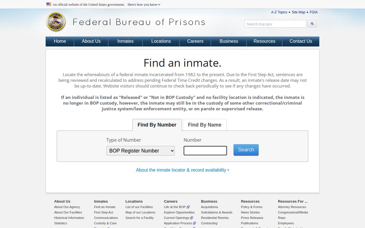 Floyd County federal custody locator through the Bureau of Prisons