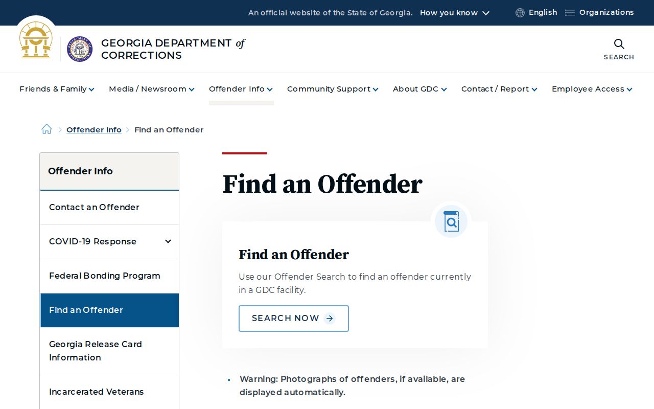 Floyd County sentenced-offender search through Georgia Department of Corrections