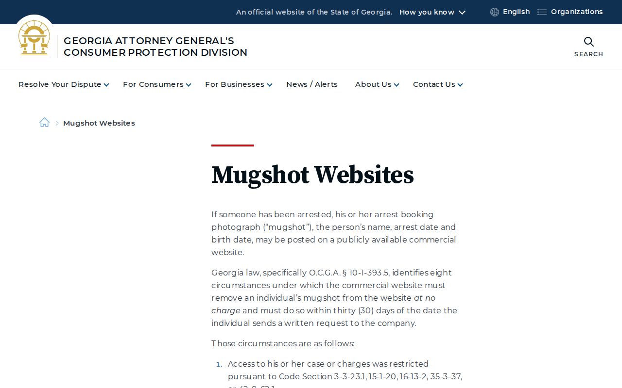 Floyd County Georgia mugshot publication and removal guidance