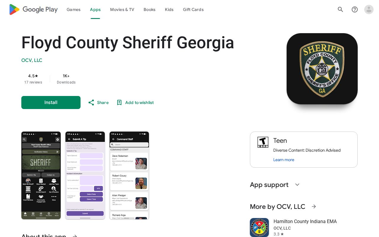 Floyd County Sheriff Georgia public-safety app listing
