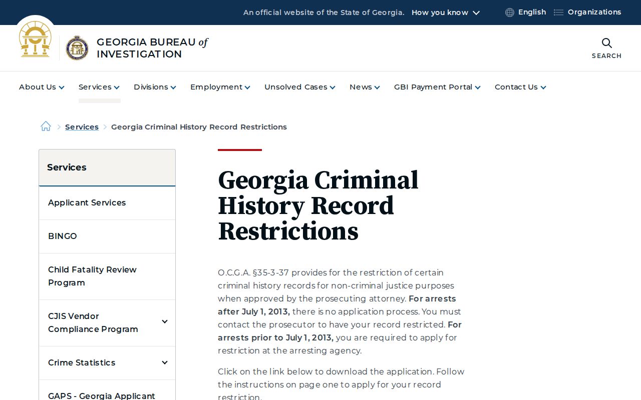 Floyd County arrest-record restriction guidance from Georgia